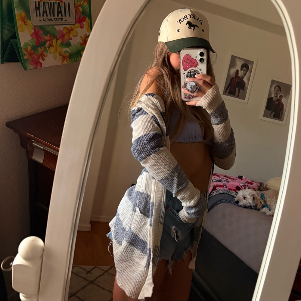 Roxy Cream and Navy Knit Sweater